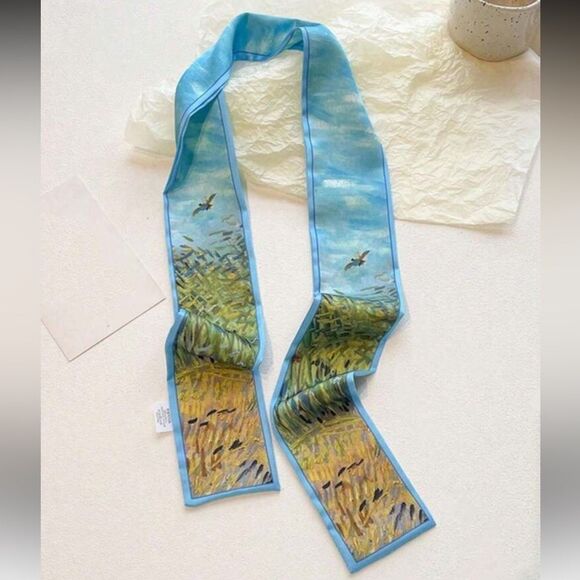 Blue and Green Artistic Scarf A1194 - Picture 1 of 3